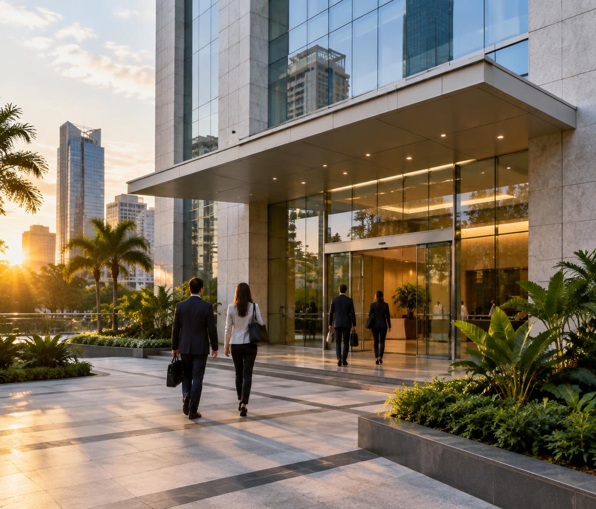 Fachada de vidro do edifício onde fica o escritório da MyCareer